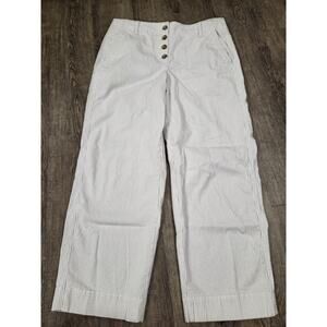 Talbots Button Beige Ivory Striped Cropped Ankle Pants Size 10